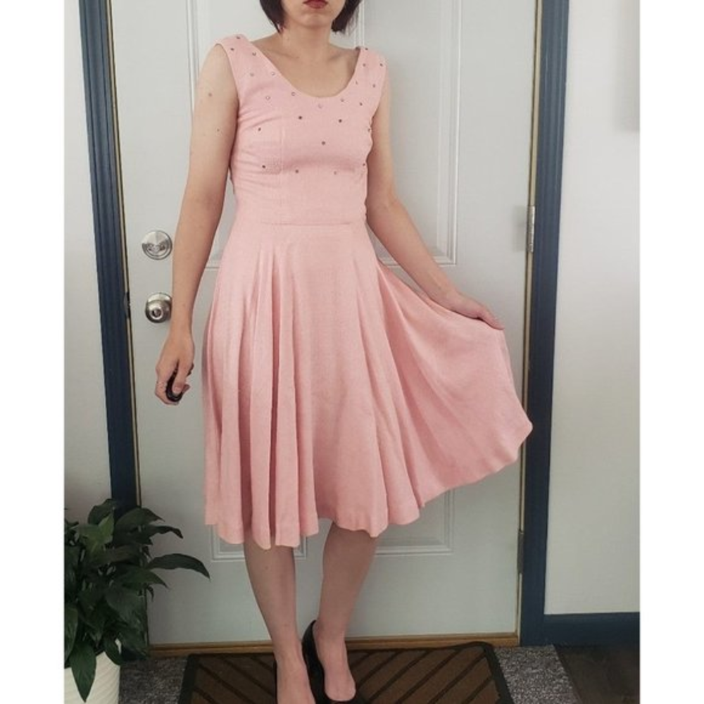 60s Hand Made Pink Swing Dress